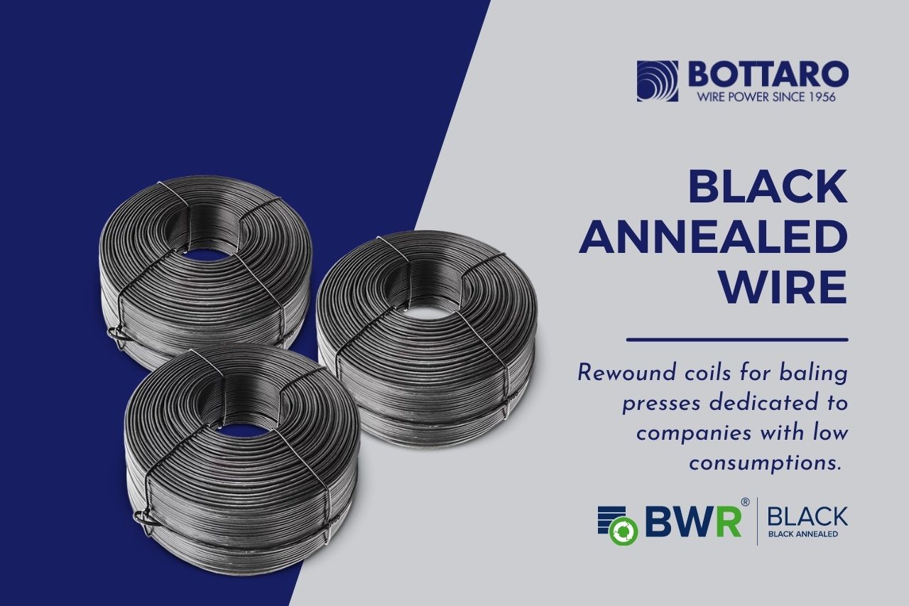 Rewound coils of Black Annealed Wire Bottaro Iron wire for presses